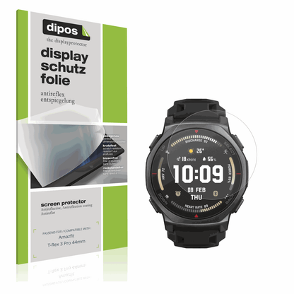 Matte Displayschutzfolie von dipos passend für Amazfit T-Rex 3 Pro 44mm, präziser Zuschnitt und blasenfrei montiert