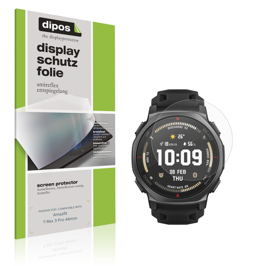 Matte Displayschutzfolie von dipos passend für Amazfit T-Rex 3 Pro 44mm, präziser Zuschnitt und blasenfrei montiert