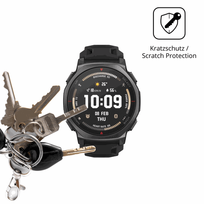 Schutz gegen Kratzer auf dem Amazfit T-Rex 3 Pro 44mm Glas durch Schlüssel oder Ähnliches