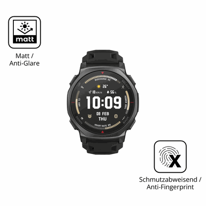 Dünne und entspiegelnde Folie passend zugeschnitten für Amazfit T-Rex 3 Pro 44mm