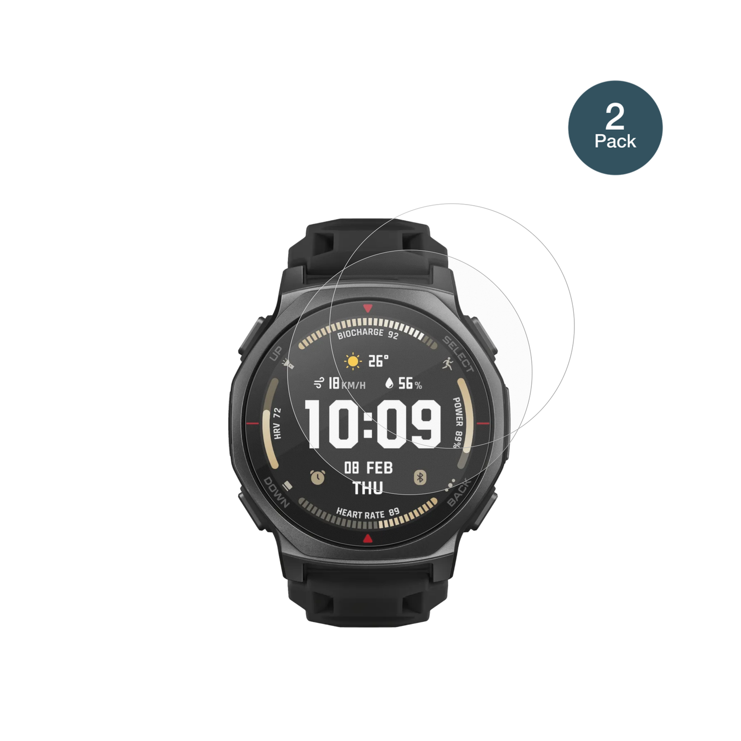 AmazfitT-Rex 3 Pro 44mm mit aufgebrachter dipos Panzerfolie, die lästige Fingerabdrücke minimiert
