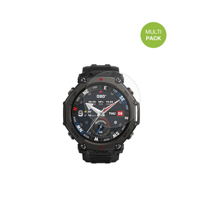 AmazfitT-Rex 3 Pro 48mm mit aufgebrachter dipos Displayschutzfolie, die lästige Fingerabdrücke minimiert