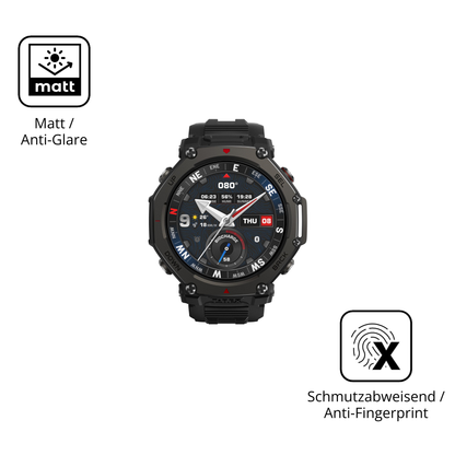 Dünne und entspiegelnde Folie passend zugeschnitten für Amazfit T-Rex 3 Pro 48mm