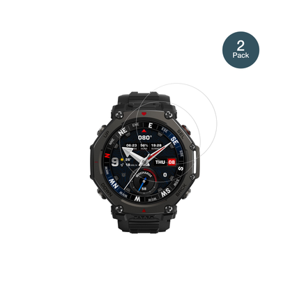 AmazfitT-Rex 3 Pro 48mm mit aufgebrachter dipos Flex Schutzfolie, glasklare Darstellung ohne Einschränkungen