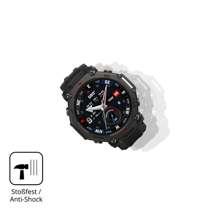 Schutz gegen Kratzer auf dem Amazfit T-Rex 3 Pro 48mm Glas durch Schlüssel, Stöße gegen die Tischkante oder Stürze
