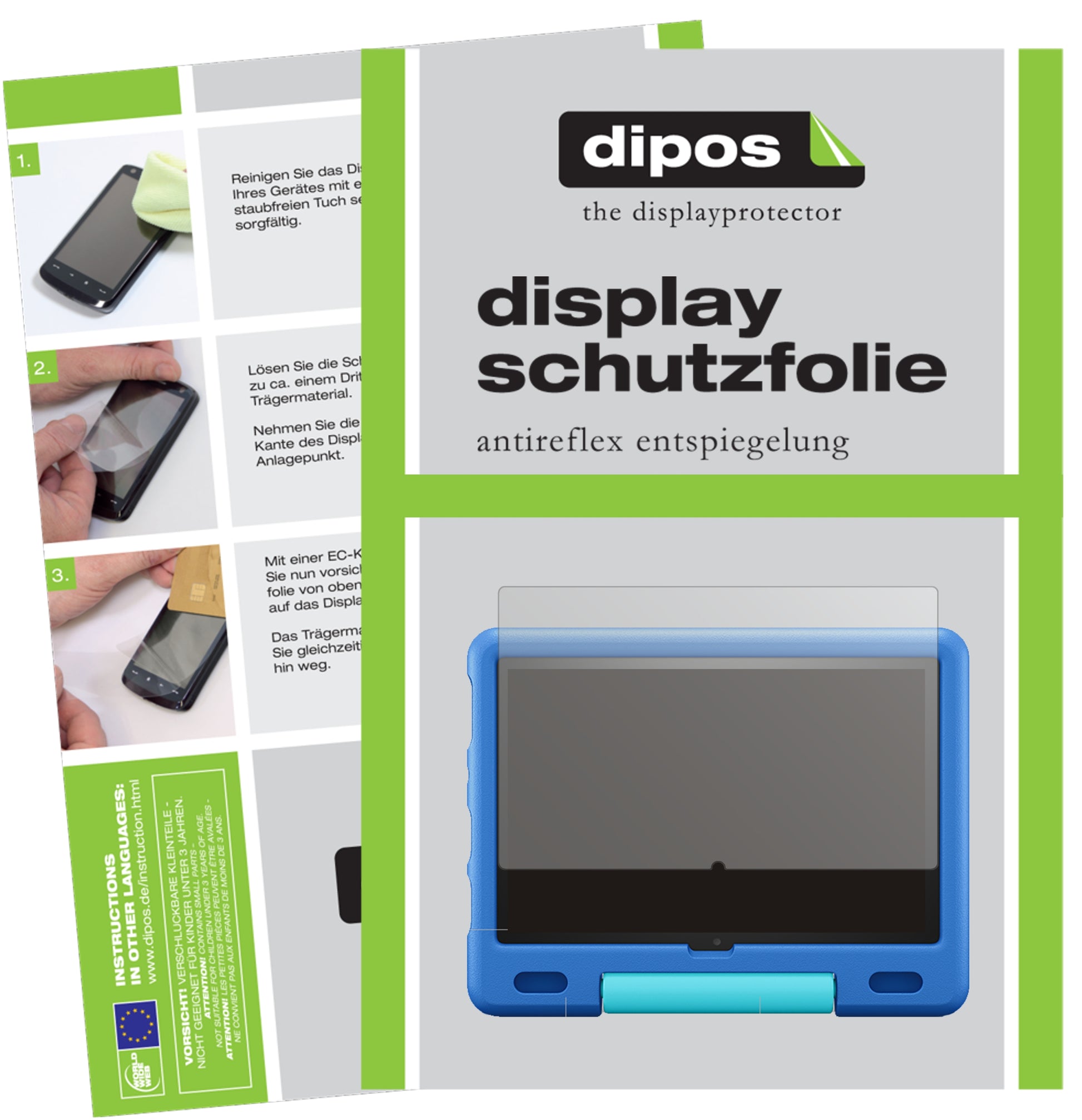 Matte Displayschutzfolie von dipos passend für Amazon Fire HD 10 Kids (2021), präziser Zuschnitt und blasenfrei montiert