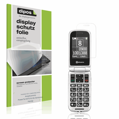 Matte Displayschutzfolie von dipos passend für Amplicomms PowerTel M7510-3G Senioren-Handy, präziser Zuschnitt und blasenfrei montiert