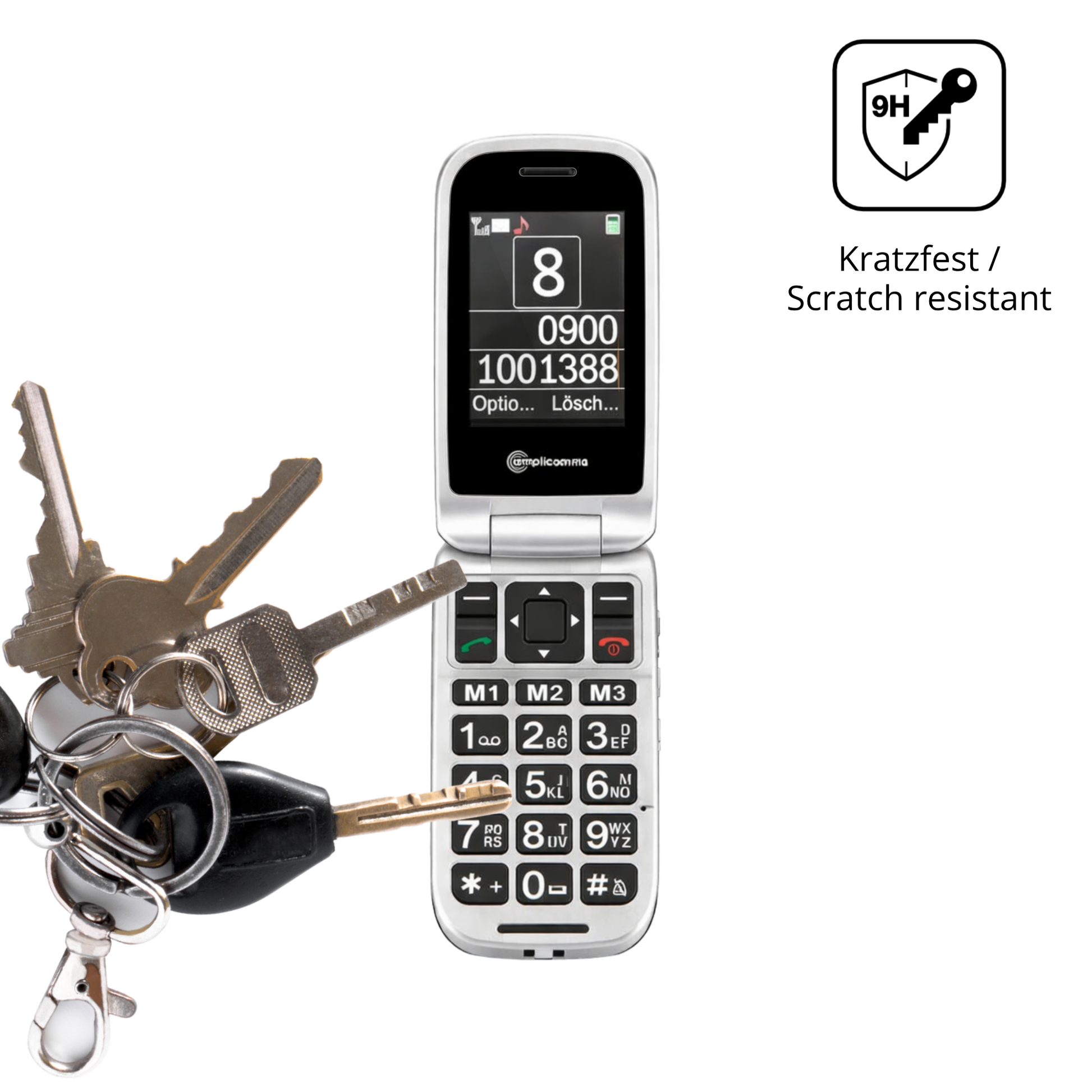 dipos Displayschutz für Amplicomms PowerTel M7510-3G Senioren-Handy, transparente Oberfläche, perfekte Passform auch für die Rundungen