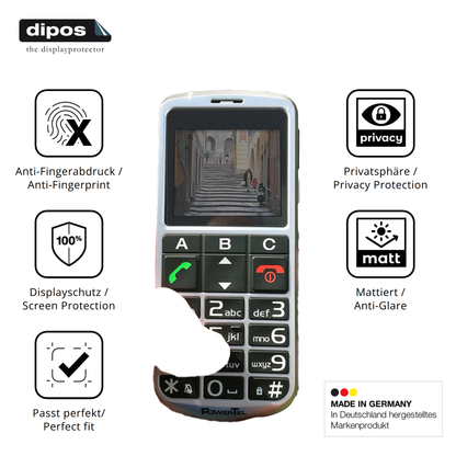 Privatsphäre-Schutz durch Sichtschutz-Folie passend zugeschnitten für Amplicomms PowerTel M8000 Senioren-Handy