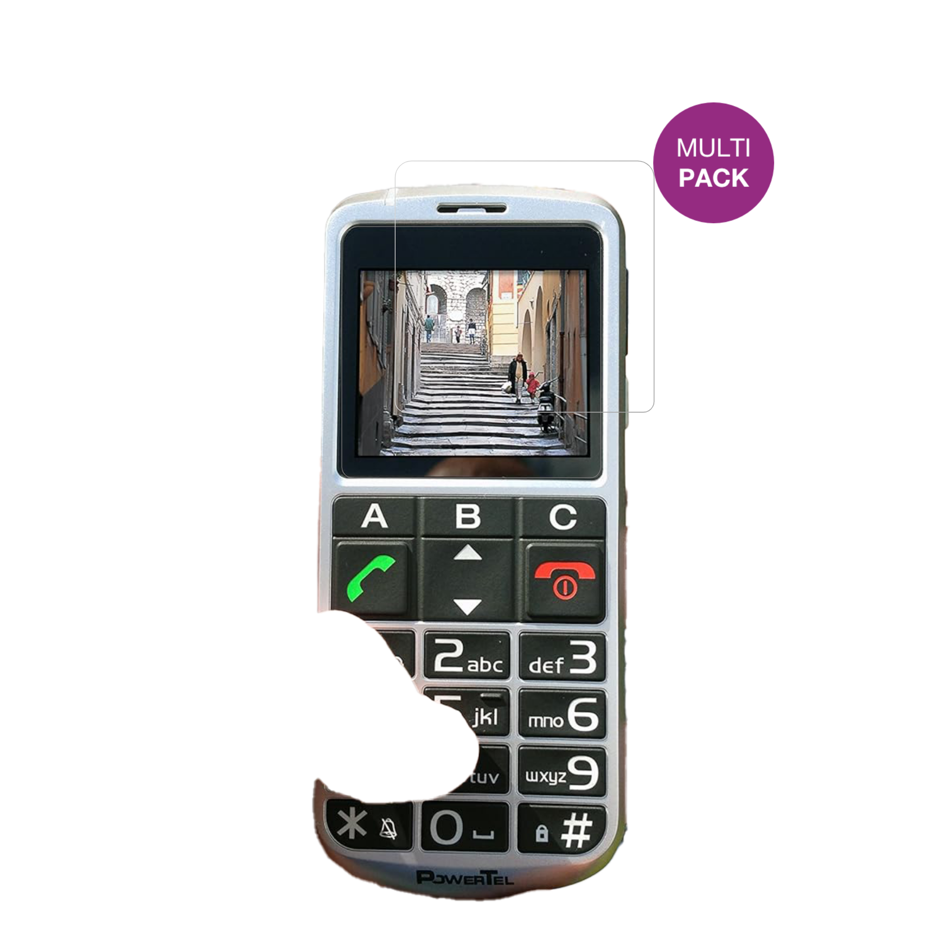 AmplicommsPowerTel M8000 Senioren-Handy mit aufgebrachter dipos Displayschutzfolie, glasklare Darstellung ohne Einschränkungen