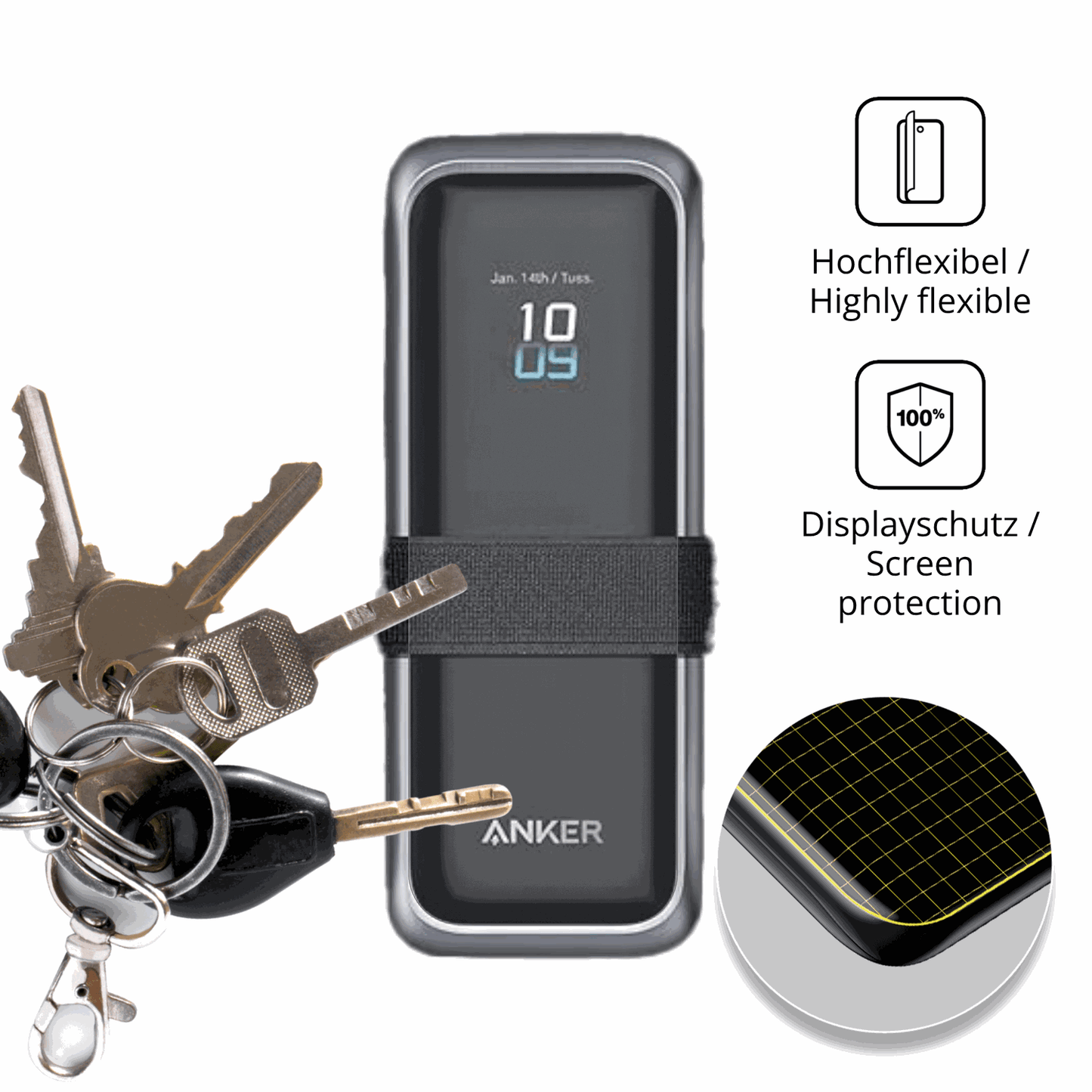 dipos Displayschutz f�r Anker Prime 220 W, transparente Oberfl�che, perfekte Passform auch f�r die Rundungen