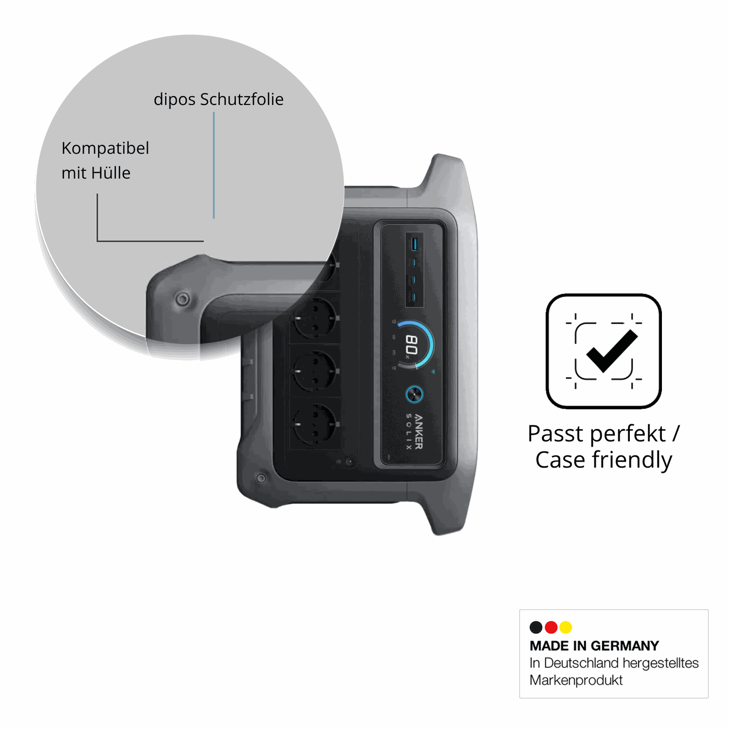 Schutzfolie mit optimaler Passform, zur Verwendung mit Hüllen geeignet