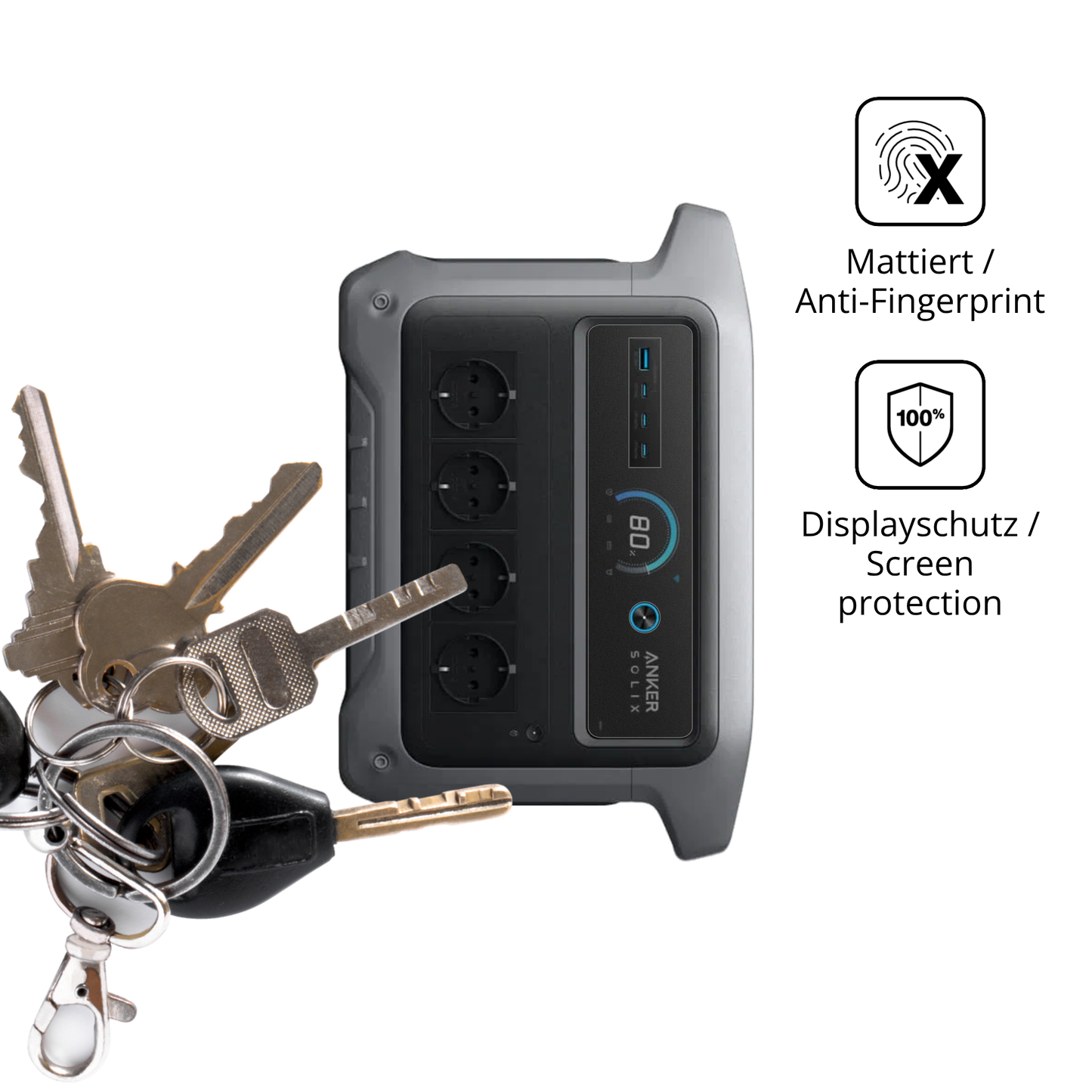 dipos Displayschutz für Anker SOLIX C1000 Gen 2, mattierte Oberfläche, Blickschutzfilter und perfekter Passform