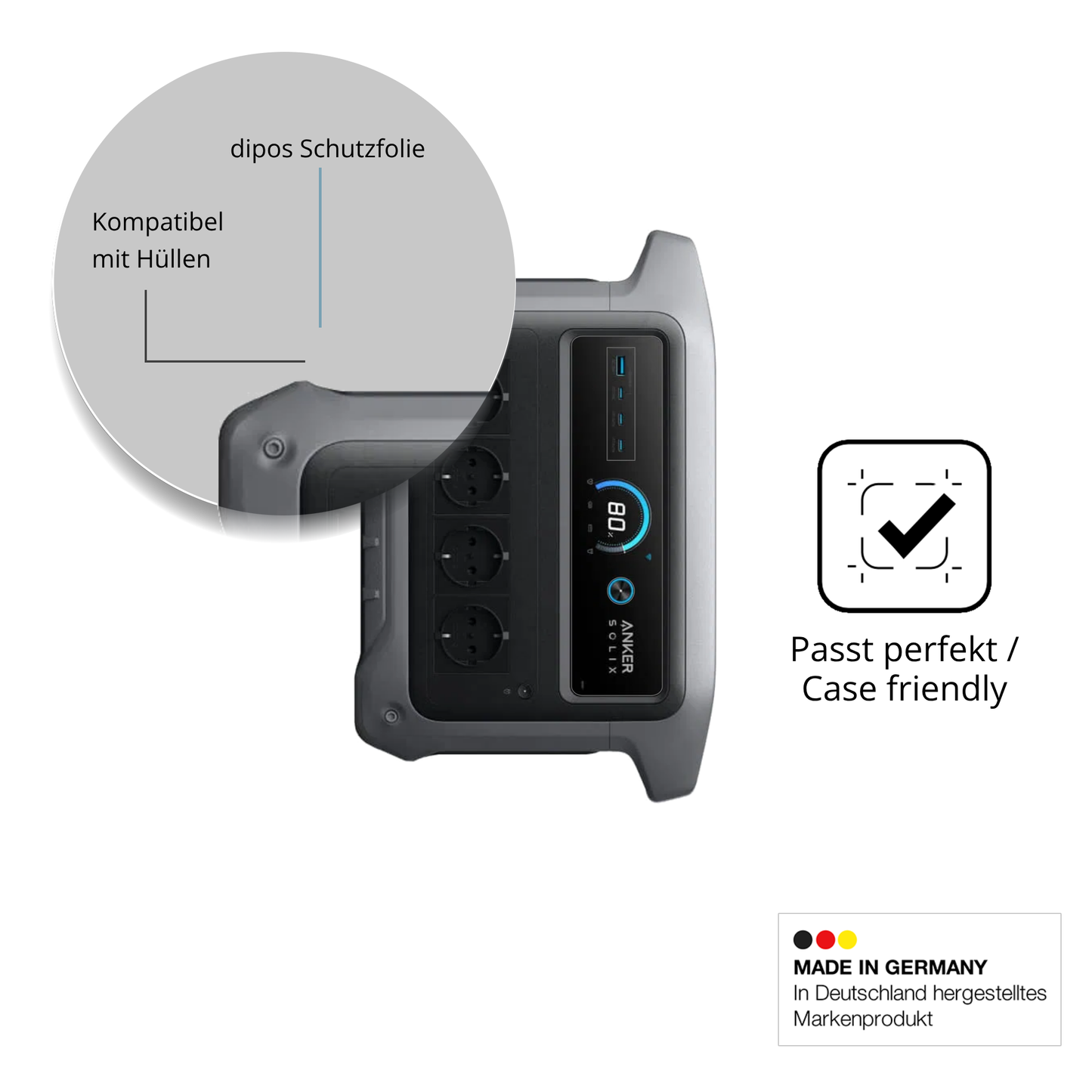 Schutzfolie mit optimaler Passform, zur Verwendung mit Hüllen geeignet