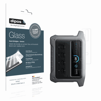 Klare Displayschutzfolie von dipos passend für Anker SOLIX C1000 Gen 2, 9H kratzfest und blasenfrei montiert