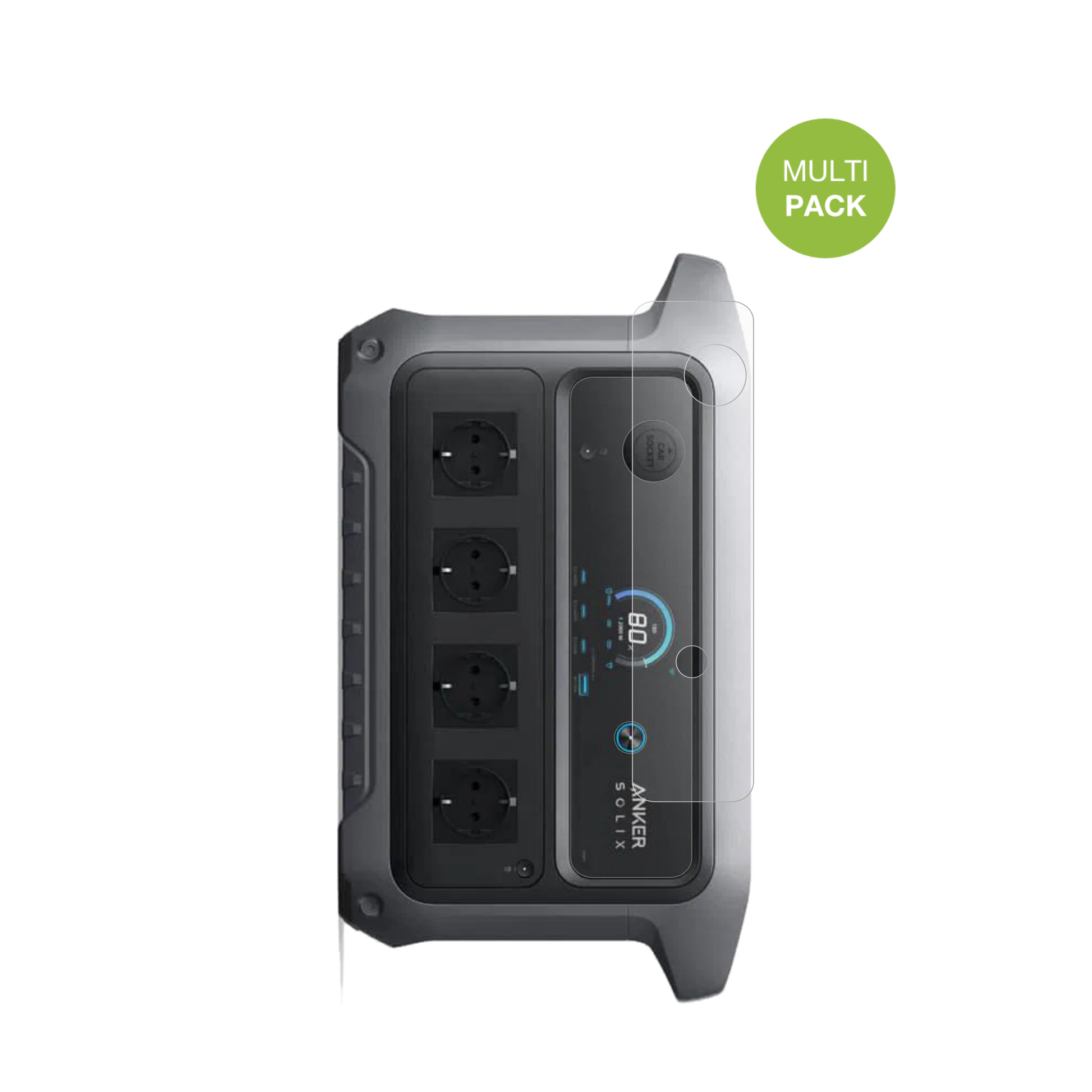 AnkerSOLIX C2000 Gen 2 mit aufgebrachter dipos Displayschutzfolie, die lästige Fingerabdrücke minimiert
