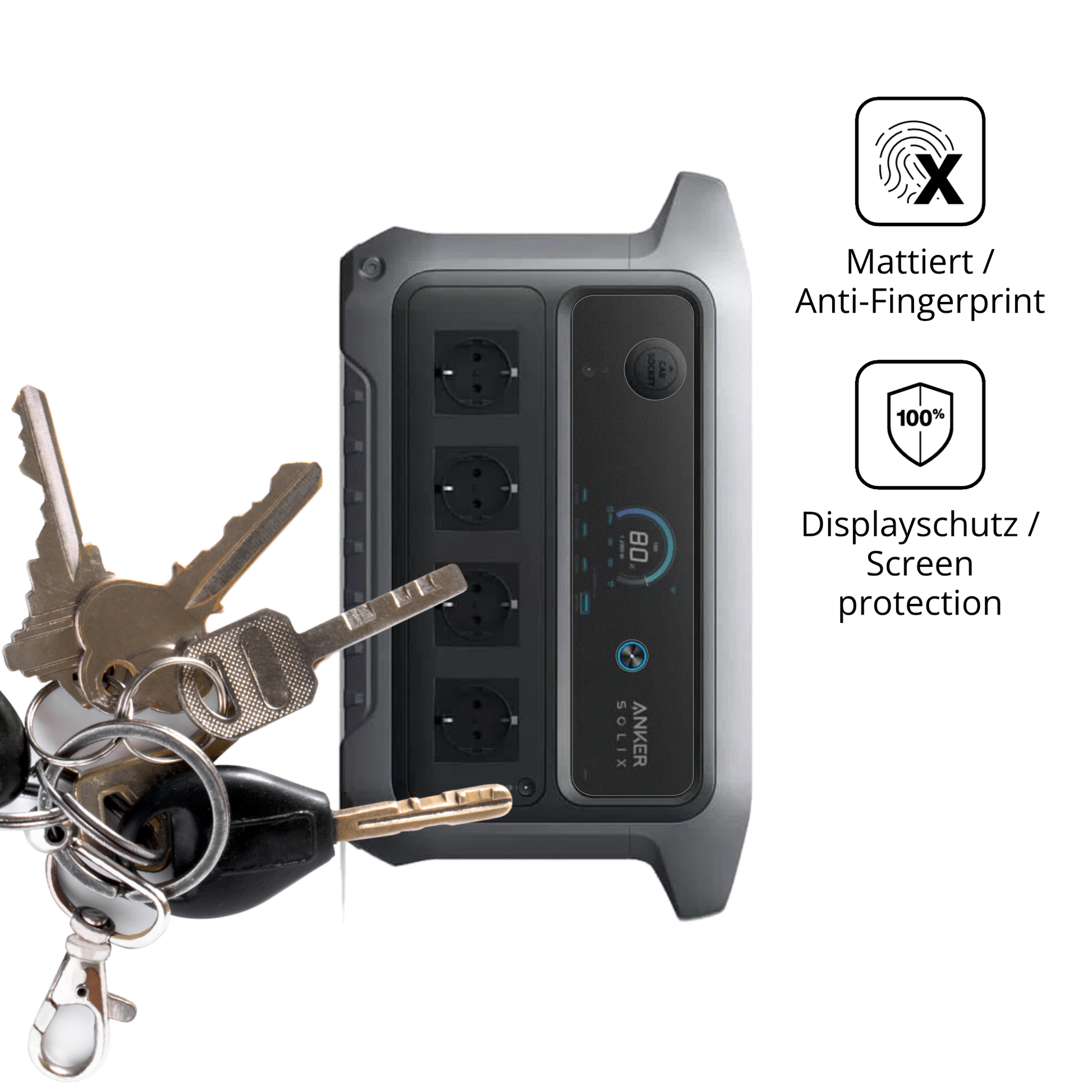 dipos Displayschutz für Anker SOLIX C2000 Gen 2, mattierte Oberfläche, Blickschutzfilter und perfekter Passform