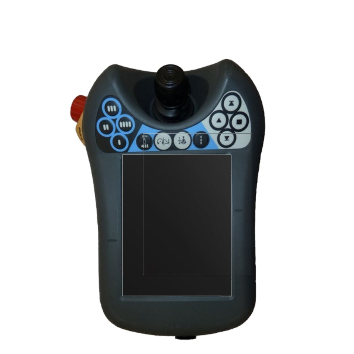 ABBIRC5 FlexPendant TPU4 mit aufgebrachter dipos Displayschutzfolie, die lästige Fingerabdrücke minimiert