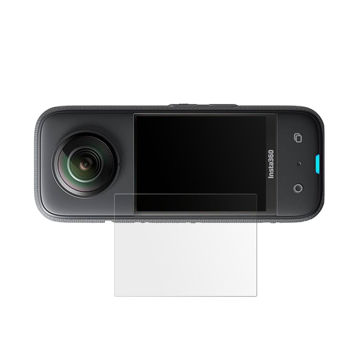 Akaso360 Grad Action Cam mit aufgebrachter dipos Displayschutzfolie, die lästige Fingerabdrücke minimiert