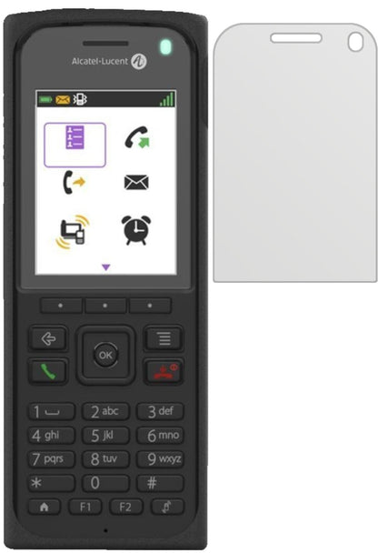 Alcatel8262 mit aufgebrachter dipos Displayschutzfolie, die lästige Fingerabdrücke minimiert