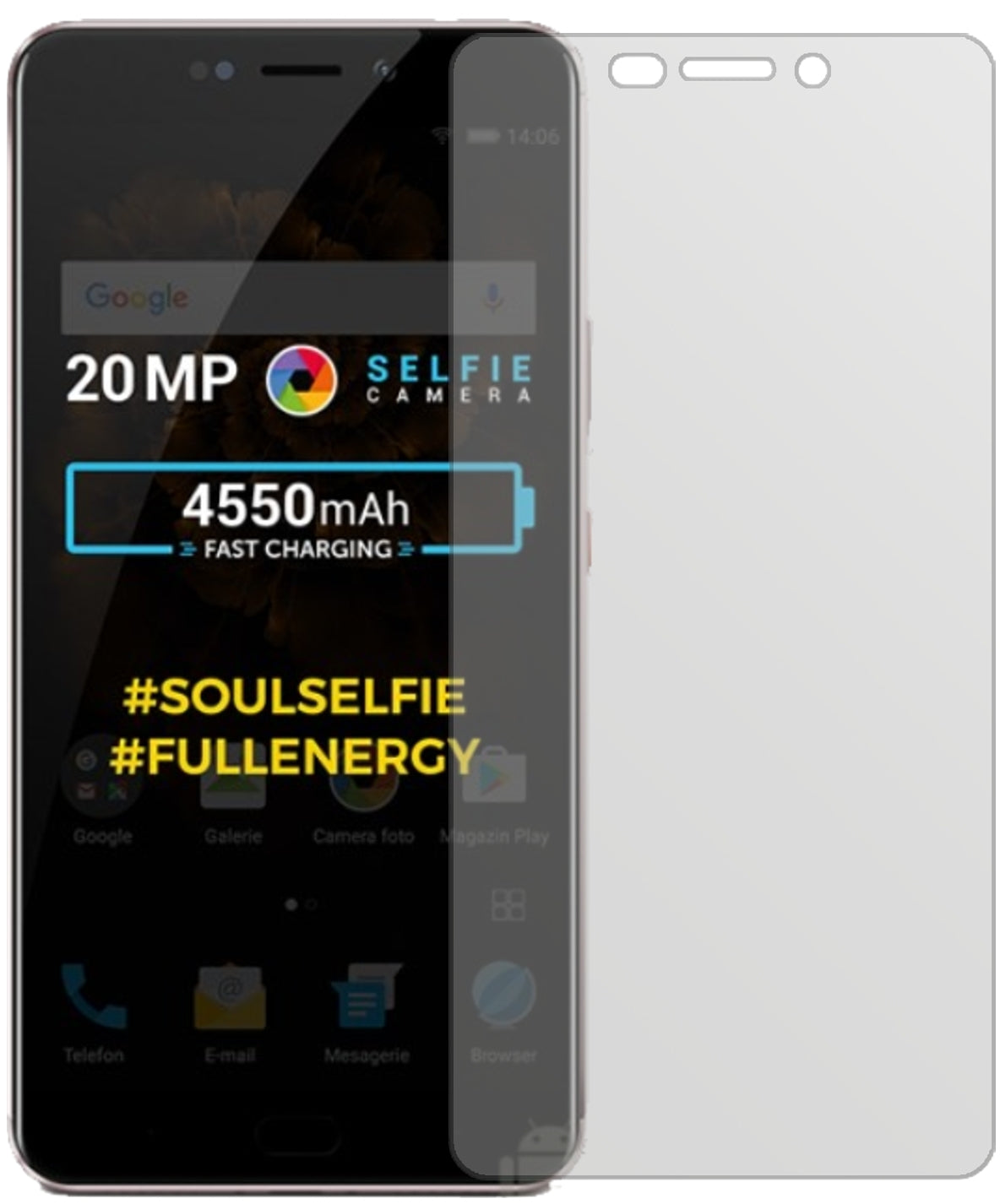 AllviewX4 Soul Xtreme mit aufgebrachter dipos Displayschutzfolie, die lästige Fingerabdrücke minimiert