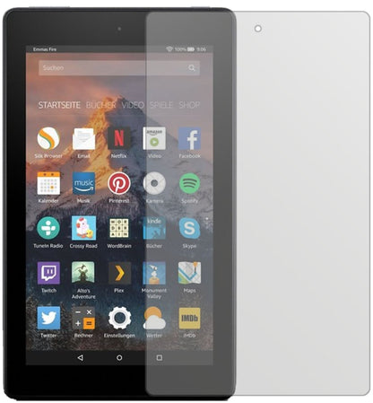 AmazonFire 7 (2017) mit aufgebrachter dipos Displayschutzfolie, die lästige Fingerabdrücke minimiert