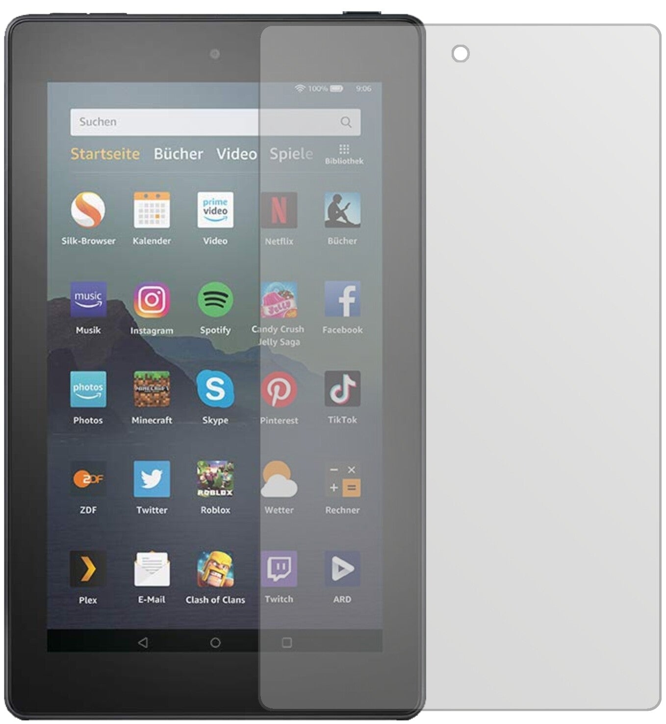 AmazonFire 7 Tablet Kids Edition (2019) mit aufgebrachter dipos Displayschutzfolie, die lästige Fingerabdrücke minimiert