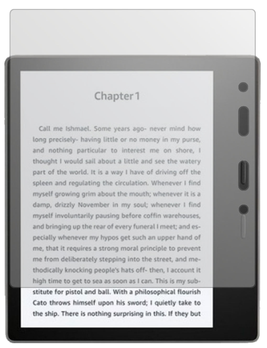 AmazonKindle Oasis (2019) mit aufgebrachter dipos Displayschutzfolie, die lästige Fingerabdrücke minimiert