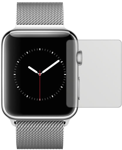 AppleWatch Series 2 42mm mit aufgebrachter dipos Displayschutzfolie, die lästige Fingerabdrücke minimiert