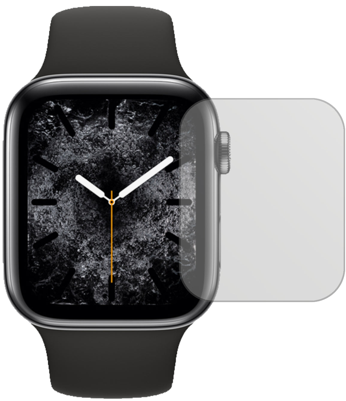 AppleWatch Series 5 (40mm) mit aufgebrachter dipos Displayschutzfolie, die lästige Fingerabdrücke minimiert