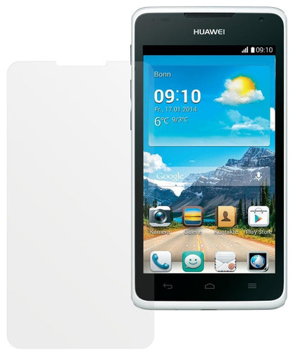 Ascend Y530Huawei mit aufgebrachter dipos Displayschutzfolie, die lästige Fingerabdrücke minimiert