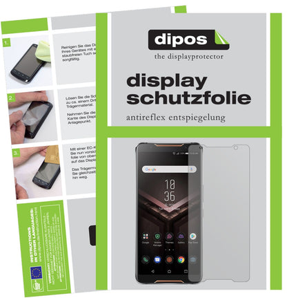 AsusROG Phone mit aufgebrachter dipos Displayschutzfolie, die lästige Fingerabdrücke minimiert