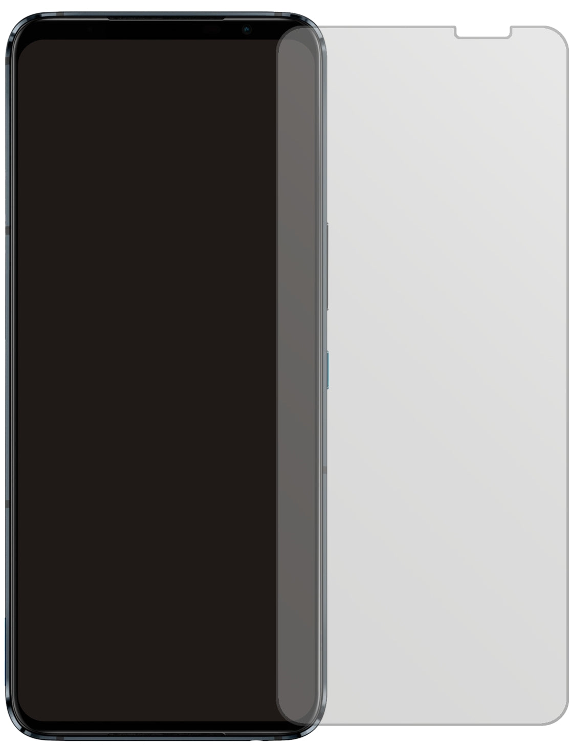 AsusROG Phone 5 Pro mit aufgebrachter dipos Displayschutzfolie, die lästige Fingerabdrücke minimiert