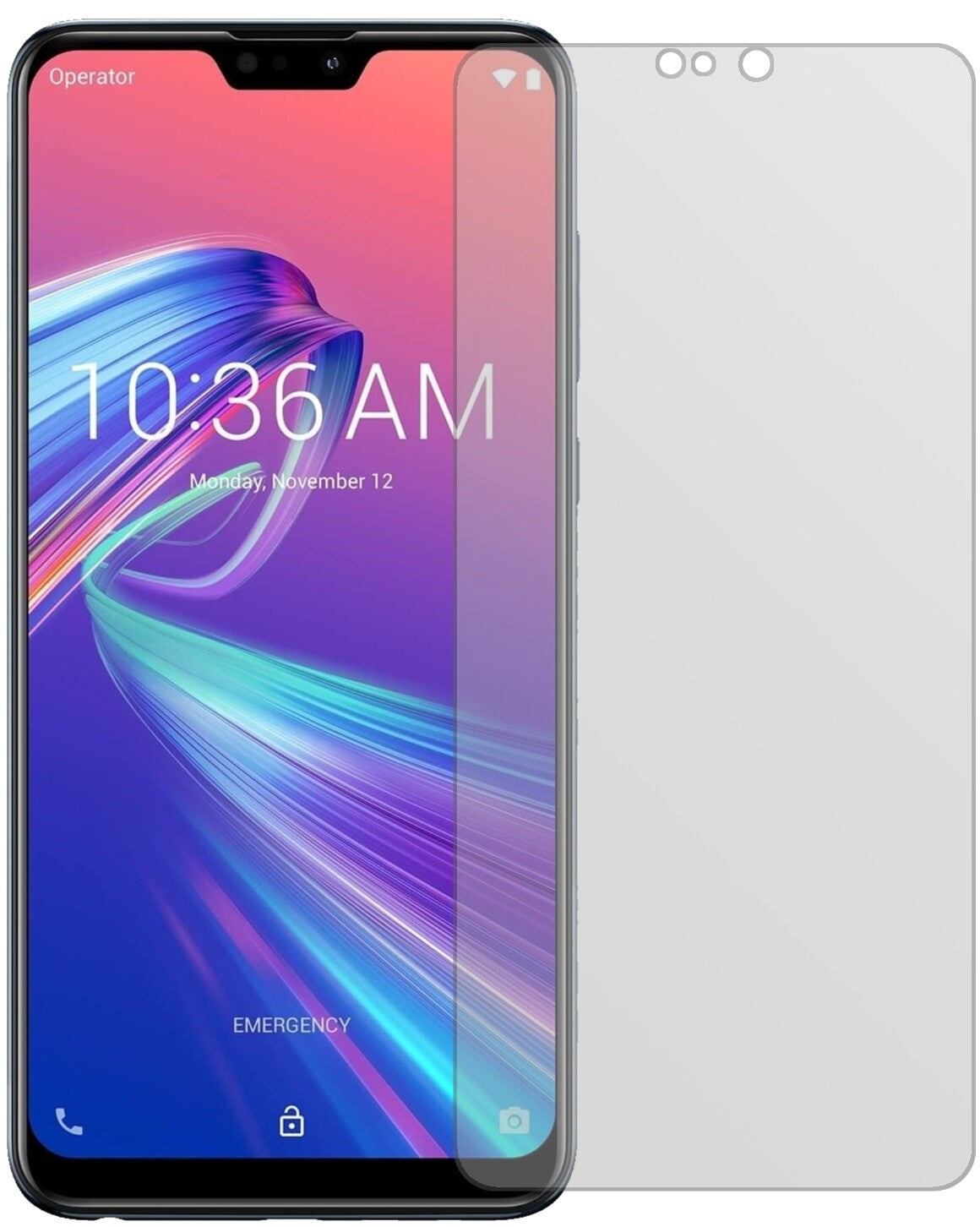AsusZenFone Max Pro (M2) mit aufgebrachter dipos Displayschutzfolie, die lästige Fingerabdrücke minimiert