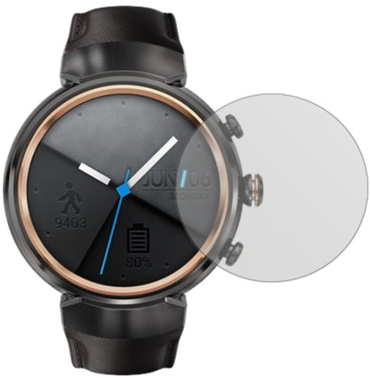 AsusZenWatch 3 mit aufgebrachter dipos Displayschutzfolie, die lästige Fingerabdrücke minimiert