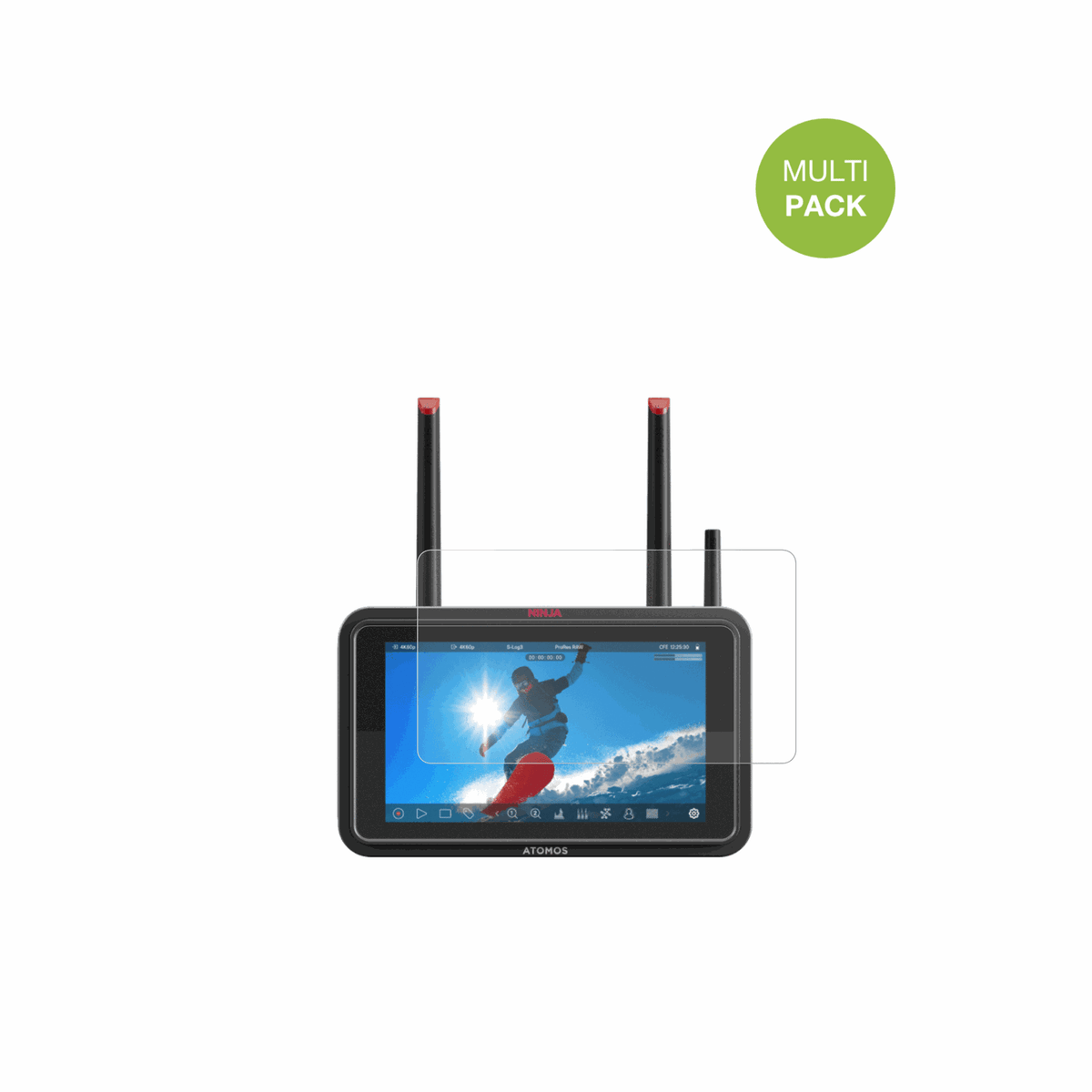 AtomosNinja TX mit aufgebrachter dipos Displayschutzfolie, die l�stige Fingerabdr�cke minimiert