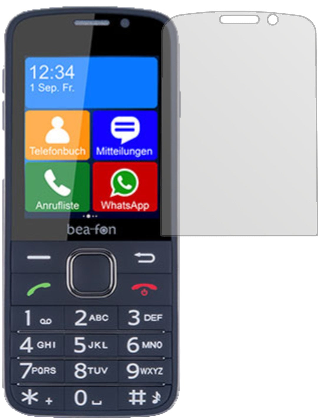 bea-fonSL820 mit aufgebrachter dipos Displayschutzfolie, die lästige Fingerabdrücke minimiert