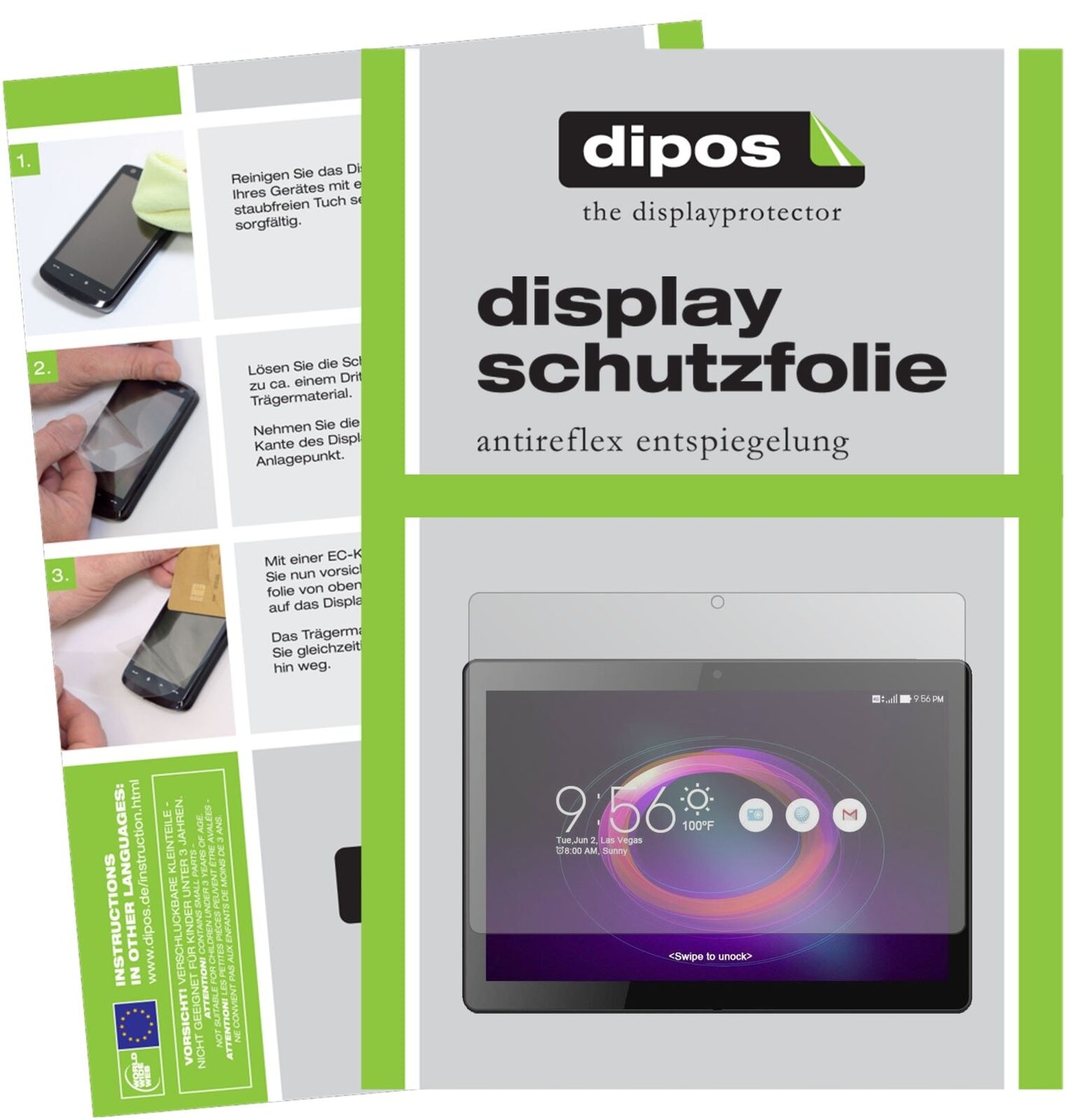 BeneveTablet PC 10.1 Zoll mit aufgebrachter dipos Displayschutzfolie, die lästige Fingerabdrücke minimiert
