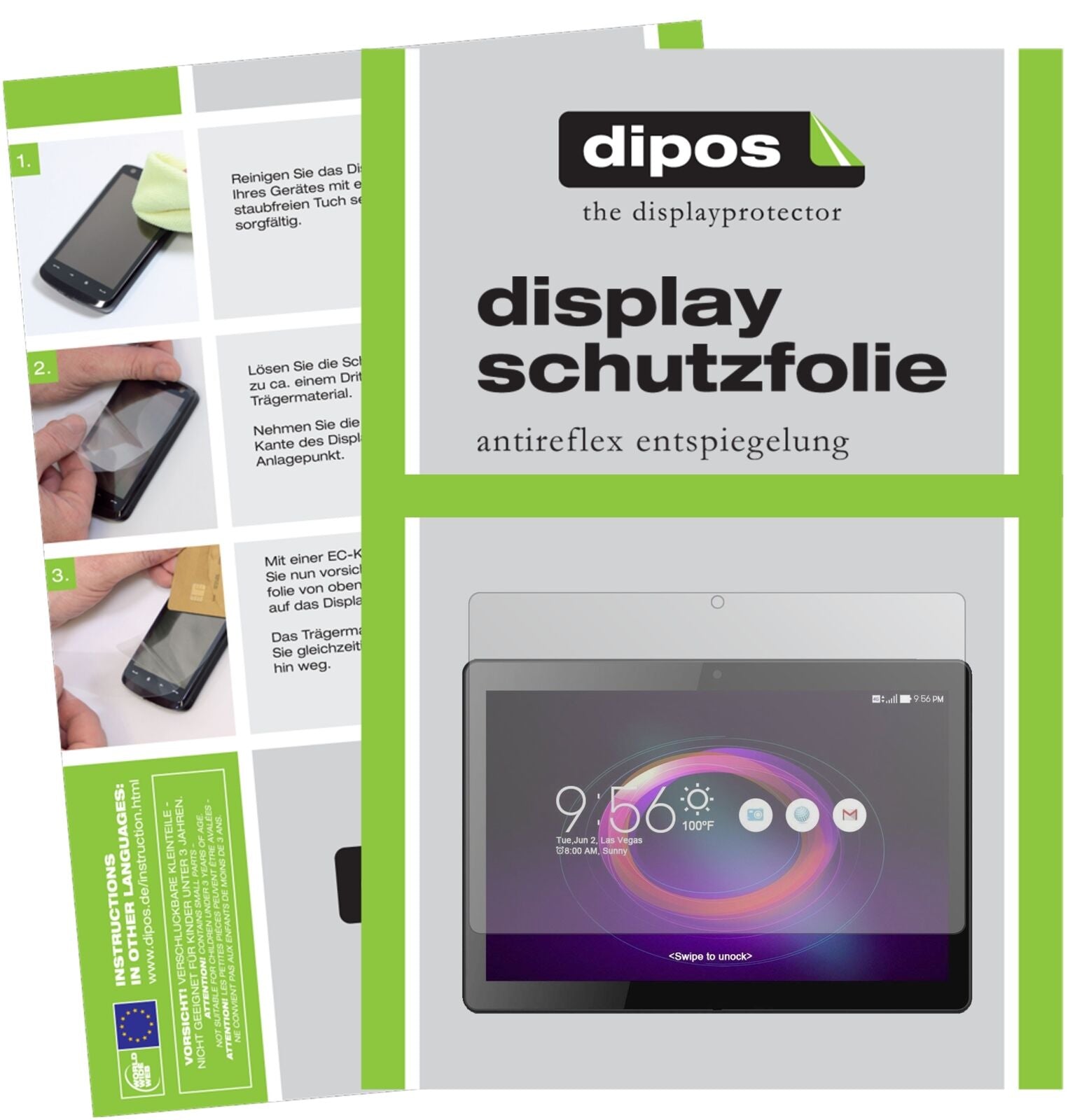 BeneveTablet PC 10.1 Zoll mit aufgebrachter dipos Displayschutzfolie, die lästige Fingerabdrücke minimiert