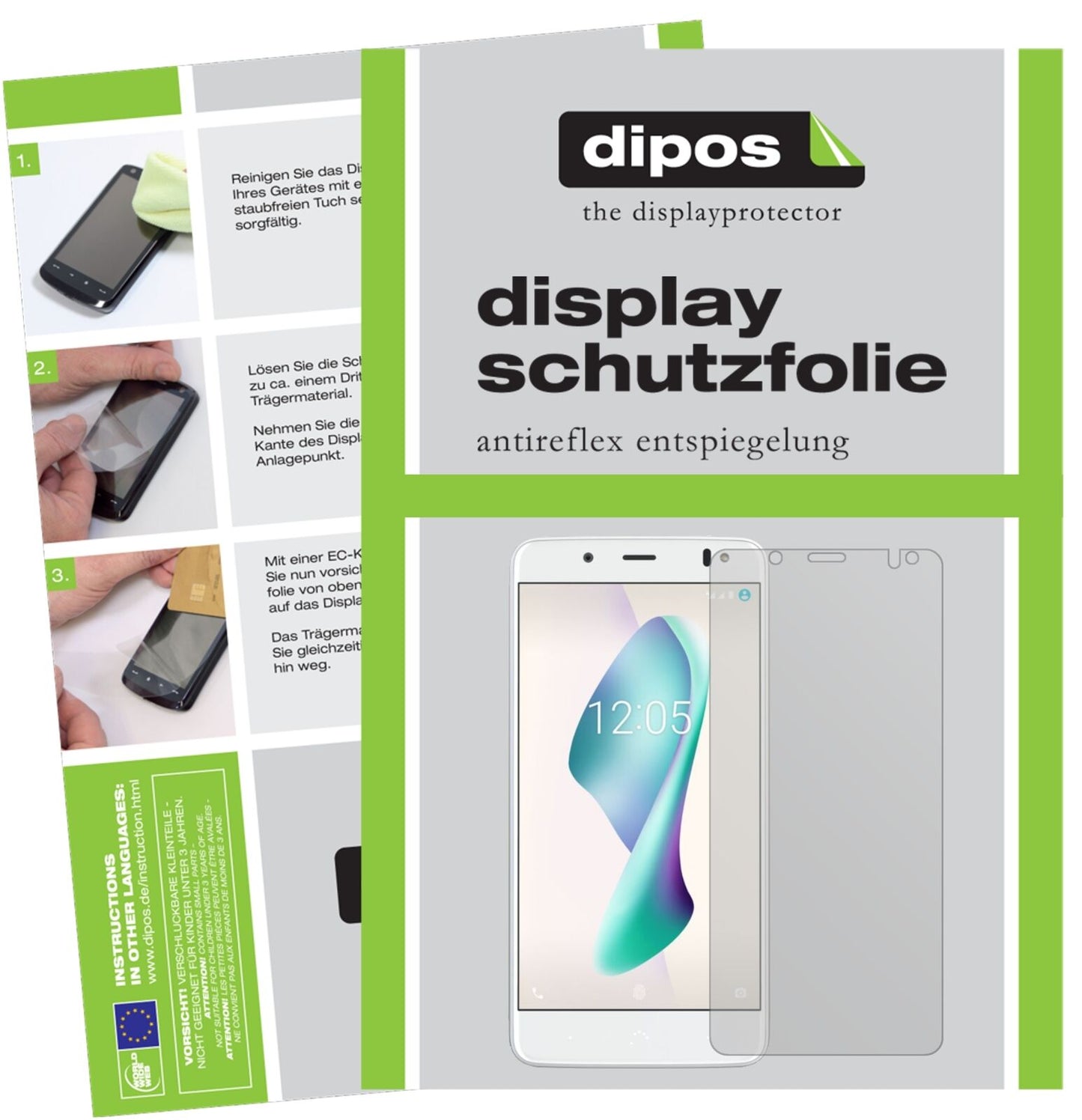 BQAquaris VS mit aufgebrachter dipos Displayschutzfolie, die lästige Fingerabdrücke minimiert