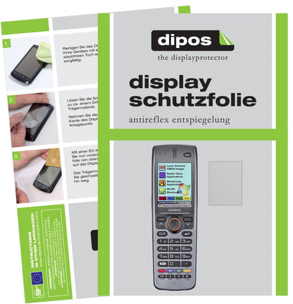 CasioDT-X100 mit aufgebrachter dipos Displayschutzfolie, die lästige Fingerabdrücke minimiert