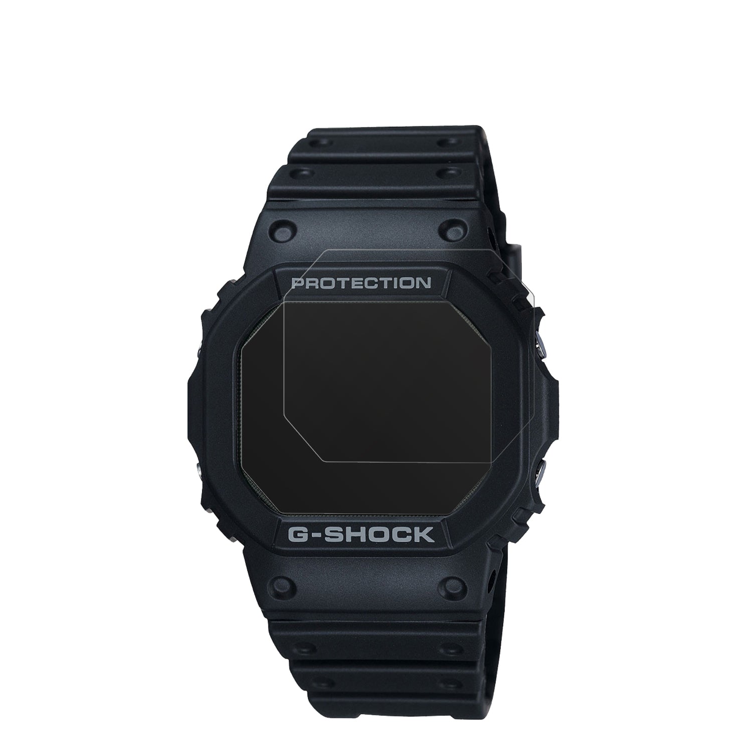 CasioG-Shock DW-5000U mit aufgebrachter dipos Displayschutzfolie, die lästige Fingerabdrücke minimiert