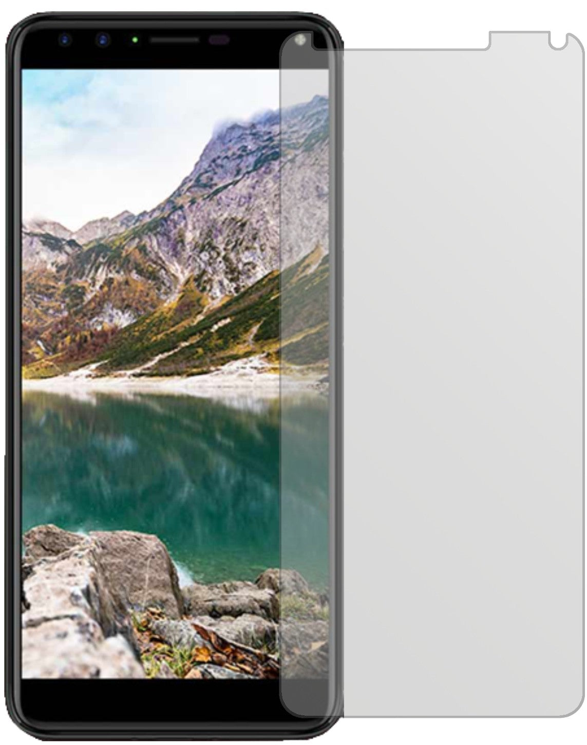 CherryMobile Flare S6 Plus mit aufgebrachter dipos Displayschutzfolie, die lästige Fingerabdrücke minimiert