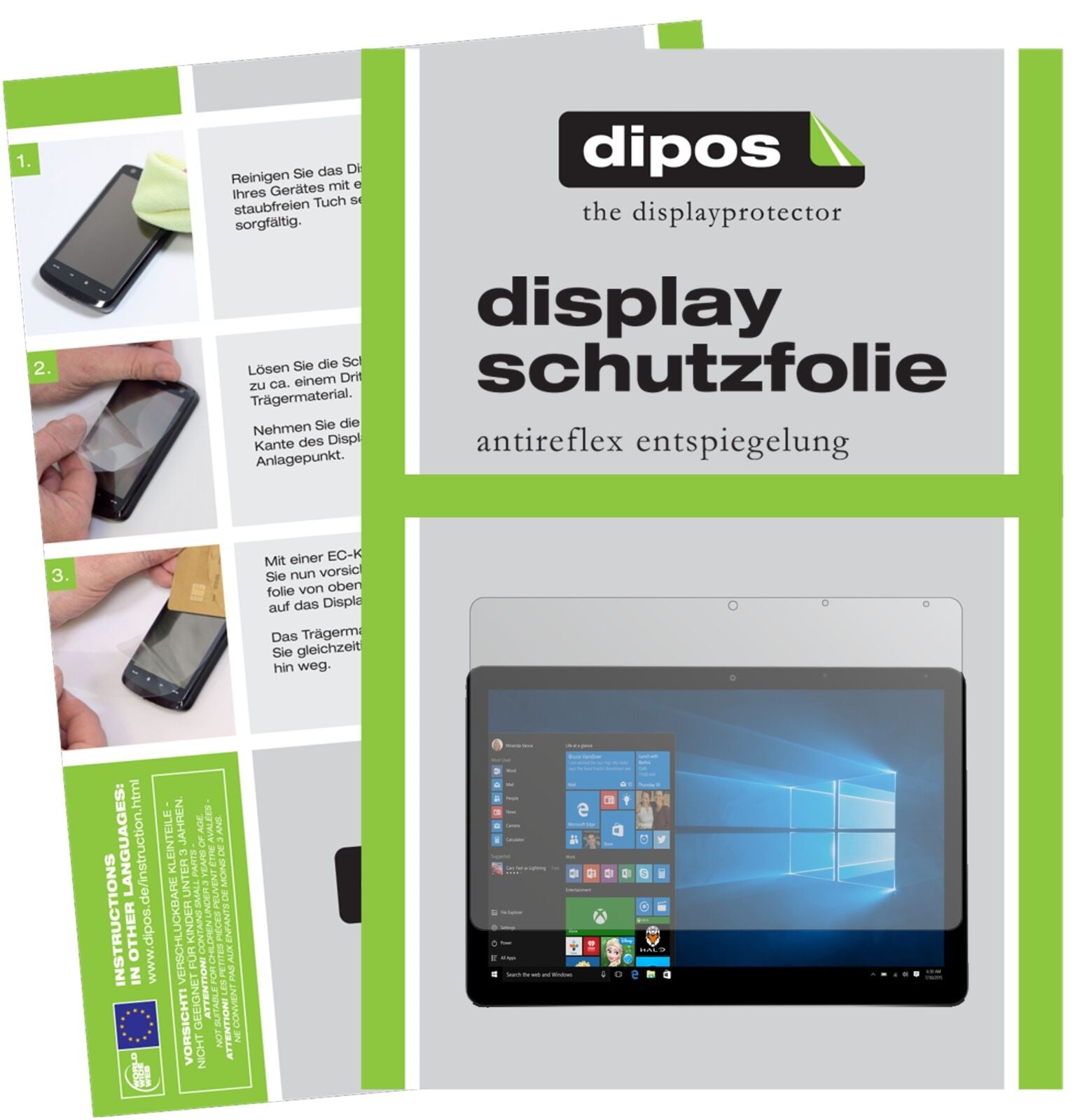 ChuwiSurbook Mini 10.8 mit aufgebrachter dipos Displayschutzfolie, die lästige Fingerabdrücke minimiert