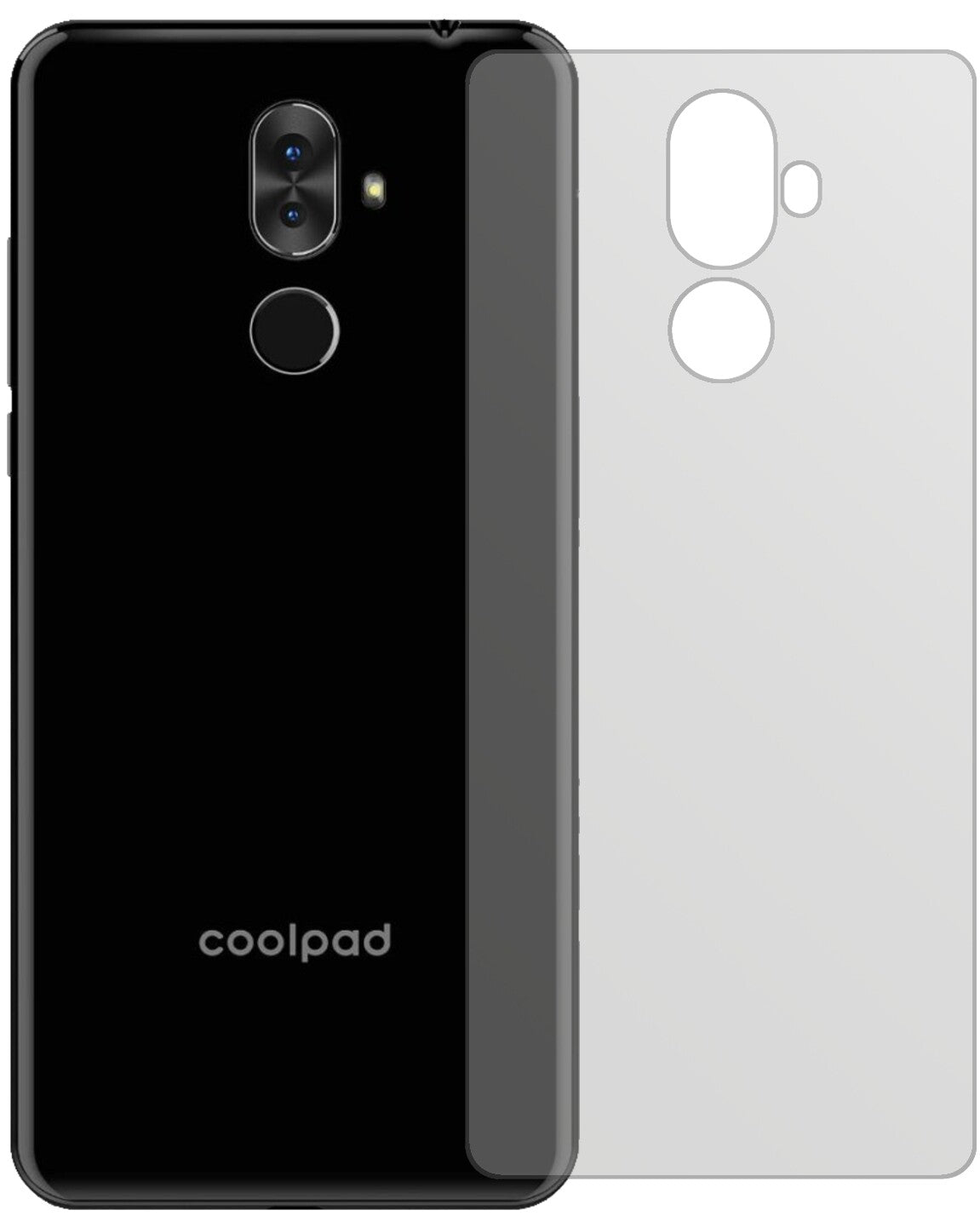 CoolpadNote 8 Rückseite mit aufgebrachter dipos Displayschutzfolie, die lästige Fingerabdrücke minimiert