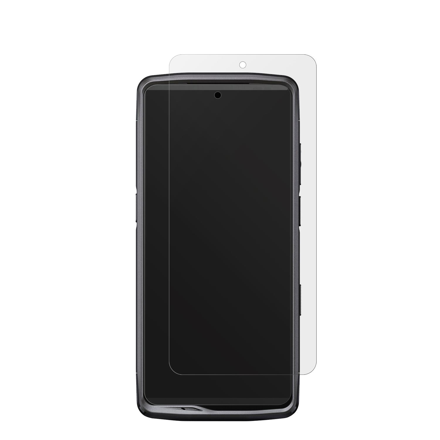 CrosscallStellar M6E mit aufgebrachter dipos Displayschutzfolie, die lästige Fingerabdrücke minimiert