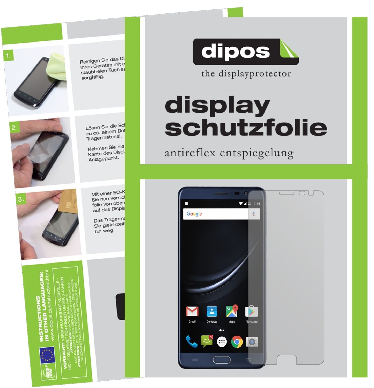 CubotCheetah 2 mit aufgebrachter dipos Displayschutzfolie, die lästige Fingerabdrücke minimiert