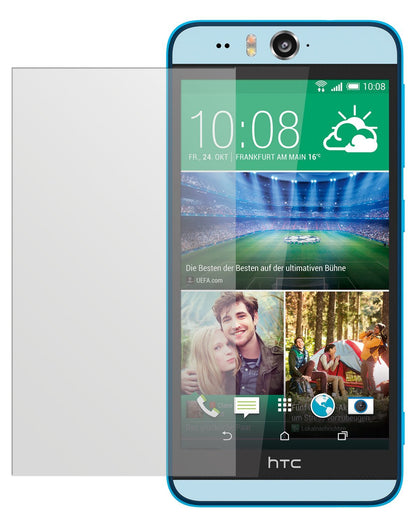 Desire EyeHTC mit aufgebrachter dipos Displayschutzfolie, die lästige Fingerabdrücke minimiert