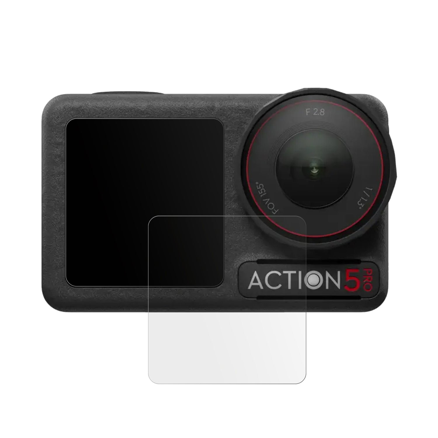 DijOsmo Action 5 Pro mit aufgebrachter dipos Displayschutzfolie, die lästige Fingerabdrücke minimiert