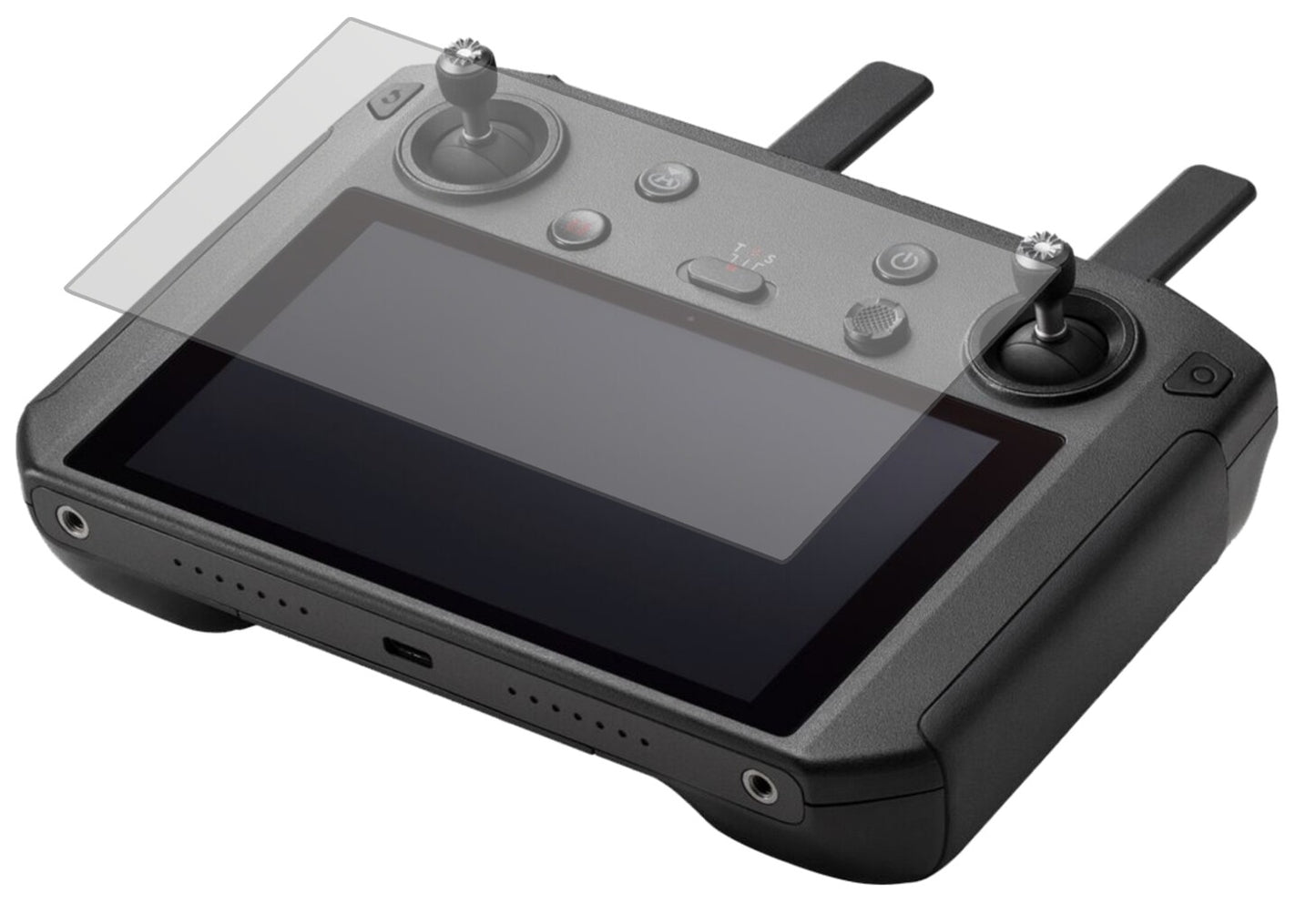 DJISmart Controller mit aufgebrachter dipos Displayschutzfolie, die lästige Fingerabdrücke minimiert